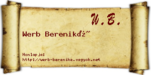 Werb Bereniké névjegykártya